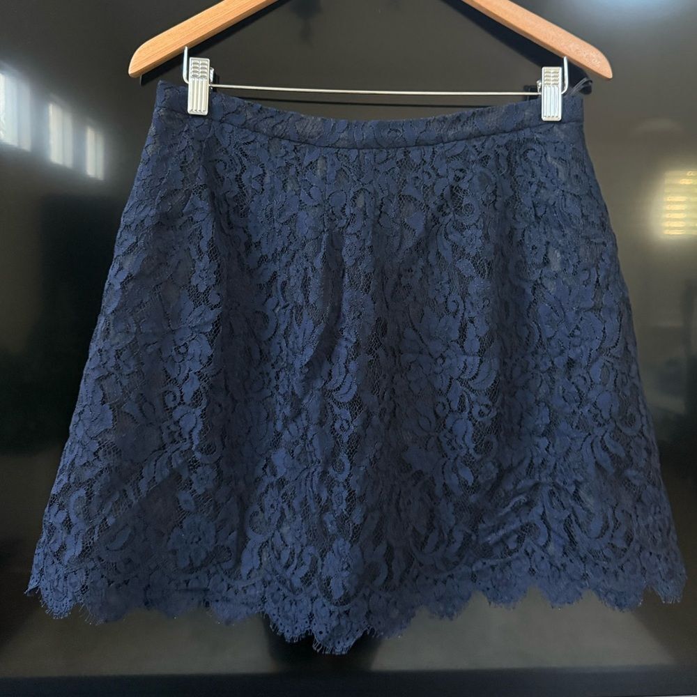 J. Crew Navy Lace Scalloped A-Line Mini Skirt 4